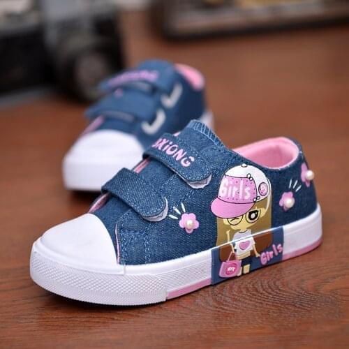 Childrens Shoes Girls Canvas 2020 Spring New Kids Canvas Shoes Denim Breathable Princess Shoes Girl Cartoon Sneaker Size 31-38