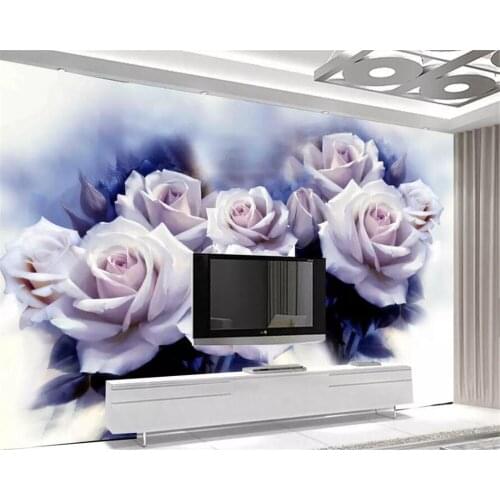 Beibehang Custom wallpaper beautiful white rose Nordic retro TV background wall home decoration bedroom sofa murals 3d wallpaper