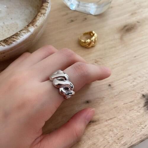 Silvology Weave Thick Line Circle 925 Sterling Silver Rings Glossy French INS Style Wide Rings for Women 925 Fashionable Jewelry