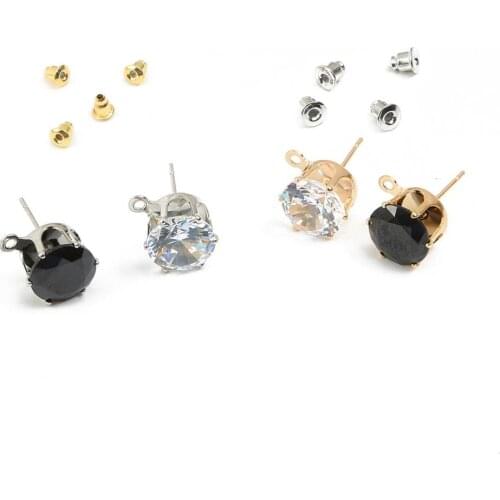 10pcs White Black Small Zircon Crystal Cartilage Ear Stud Earrings For Women Girl Earrings Wedding Body Jewelry Piercing Brincos