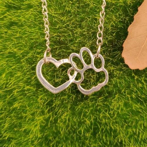 Dog Footprints Love Necklace Handmade Animal Pendant 4 Colors Gold Silver Plated Jewelry Gift For Women Male Female 67
