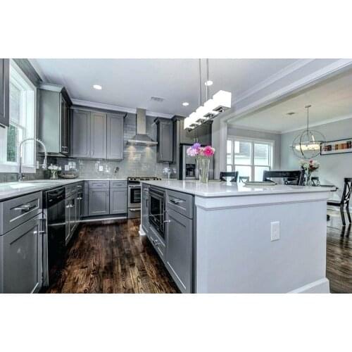 Modern Shaker Style Doors Solid Wood Kitchen Cabinets With Island