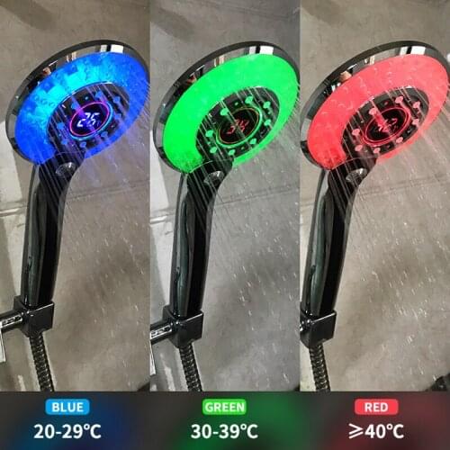 LED Light Shower Head Digital Temperature Control 3 Spraying Mode Shower Sprayer Water Saving Shower Filter Bathroom Accessories