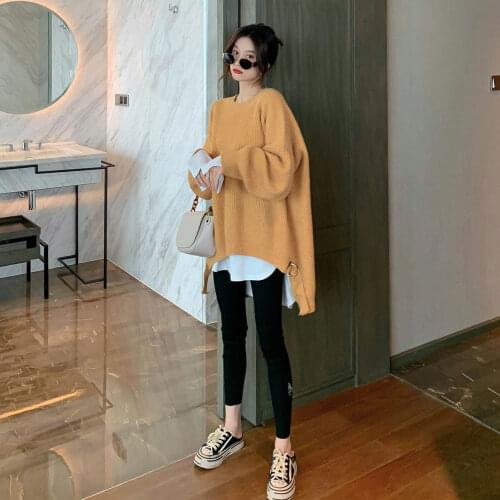 Japanese cocoon sweater womens new fall 2020 Korean loose Slouchy round neck Pullover Top