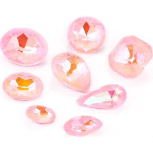 High Quality Rhinestones 50pcs/pack Piontback K9 Glass Crystal Glue on Nail Light Rose MI nail Sticker DIY Symphony nail