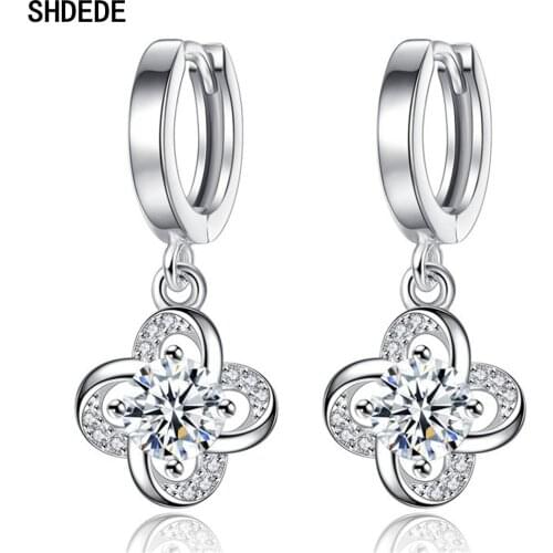 SHDEDE Hoops Drop Earrings For Women Embellished With Crystals From Swarovski Casual Korea Trendy Jewelry Not Allergic -WH166
