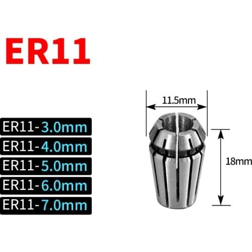 1pc ER11 3mm 1/8 Inch (3.175mm) 4mm 6mm 7mm Spring Collet Chucks Tool Holder For CNC Engraving Machine&Milling Lathe