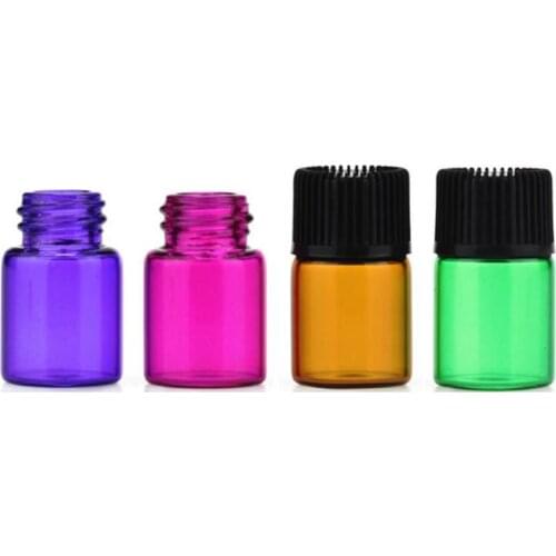 2ml Mini Amber pink Glass Bottle with Orifice Reducer and Cap Small blue purple Essential Oil Vials F20171289