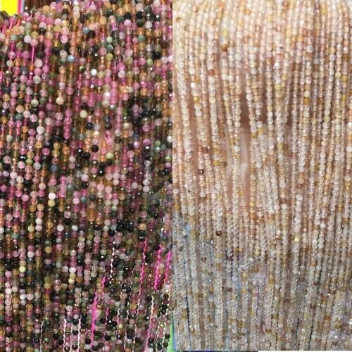 2mm/3mm Natural Tourmaline/crystal Small Faceted Beads Charm Sparkling Small Yard Beads DIY Jewelry Making Necklace Bracelet