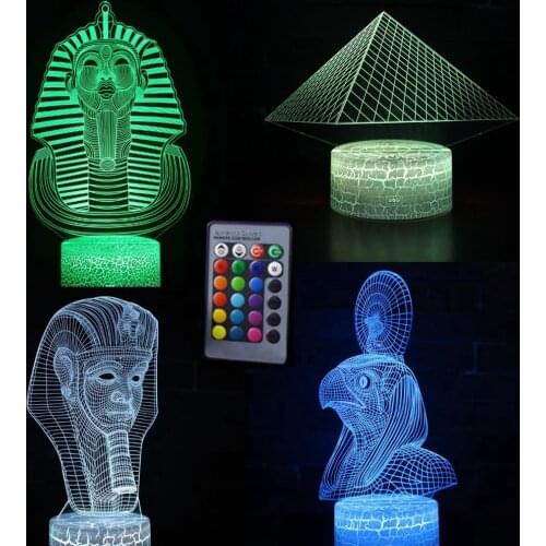 3D LED Night Light Pyramid Egyptian Myth Pharoah 16 Colors Change Desk Table Lamps Toy Gifts For Kids Home Decoration Souvenir