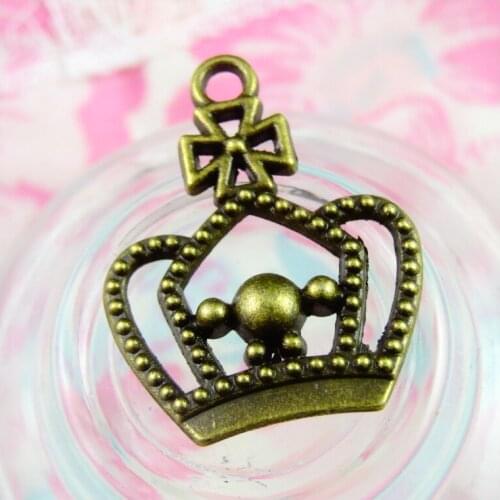 50pcs Charm Crown Vintage Crown Charms Pendant For Jewelry Making Antique Bronze Color Crown Charms 25.5*20.2MM