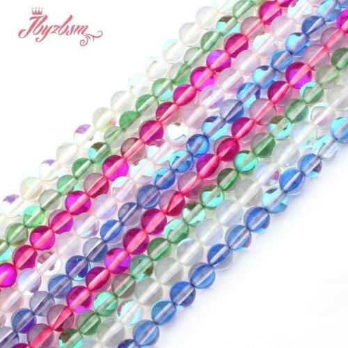 8mm Smooth Round Beads Austria Crystal Synthesis Glitter Stone Beads For Necklace Bracelets Jewelry Making 15" Free Shipping