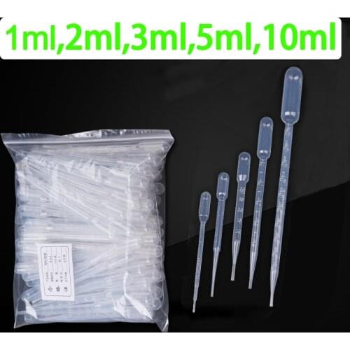 Free Shipping! 100pcs ,Free Choose mixed size 1ml,2ml,3ml,5ml,10ml Plastic Dropper Pipette Graduated Transparent pipettes