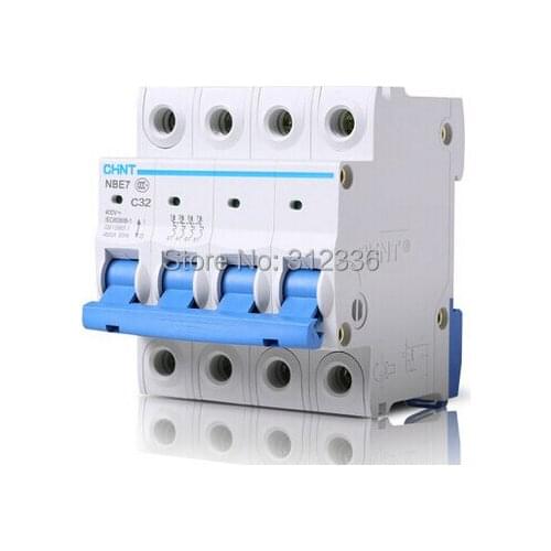 Free Shipping Two years Warranty C32 4P 32A 4 pole House use C type small air switch unipolar Electric shock protection
