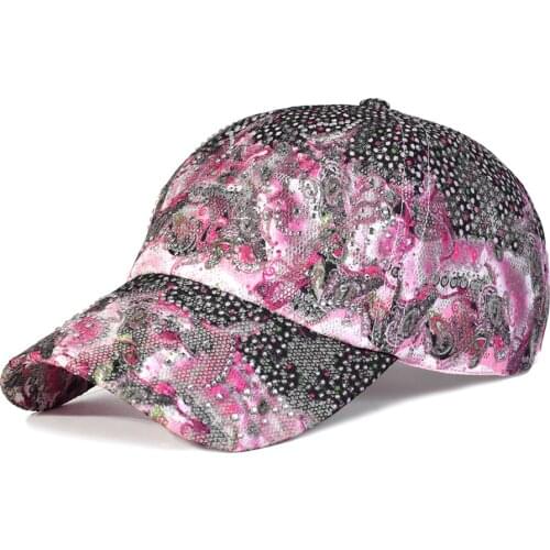 Spring summer mesh baseball cap glitter floral women casual adjustable breathable hats outdoor sun hat fashion