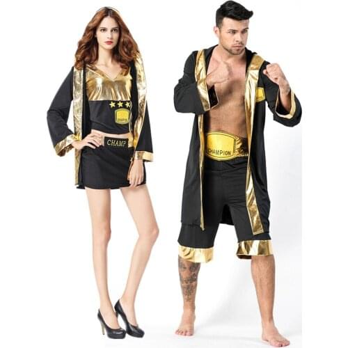 Boxing Costume Adult Champion Boxer Robe Gold Belt Suits Cosplay Playing Boxing Match Uniform Carnival Halloween Cosplay