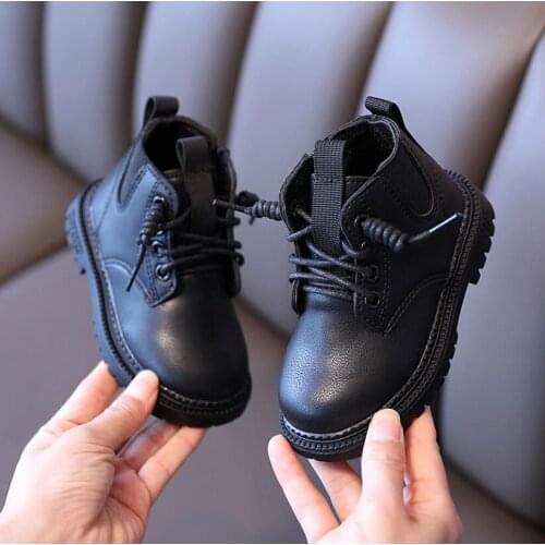 Children Casual Shoes Autumn Winter Fashion Boots Boys Shoes Short Leather Soft Antislip Girls Snow Boots Sport Running Shoes