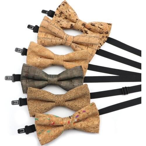 Fashion New Cork Wood Kids Bow Ties Novelty Handmade Fancy Bowtie Adjustable Butterfly Party School Children Gift Accessories