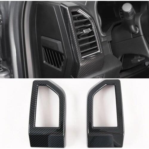 For Ford F150 2019 Left Hand Drive 2PCS Carbon Fiber ABS Car Front Side Air Conditioning Vent Cover Trim Car Styling Accessories