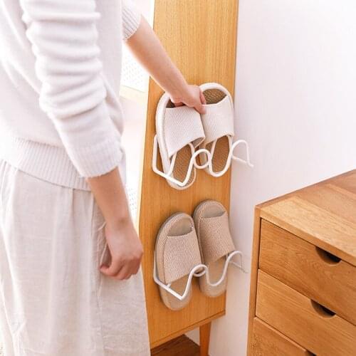 Double-Layer Wall Mount Slippers Shoes Rack Shoe Racks home storage Organizer Hanging Shelf Slipper Rack Holder Shoes Organizer