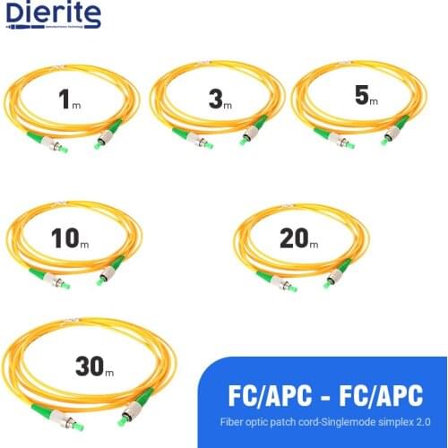 FC APC to FC APC Single Mode Simplex 2.0mm 9/125um Fiber Patch Cord Optical Fiber Jumper FTTH Communication Device 3m 5m 10m