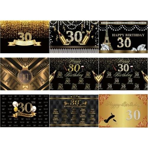Happy 30th Birthday Backdrop Shining Diamond Spot Backgrounds Family Party Decor Photo Booth Studio Photography Prop