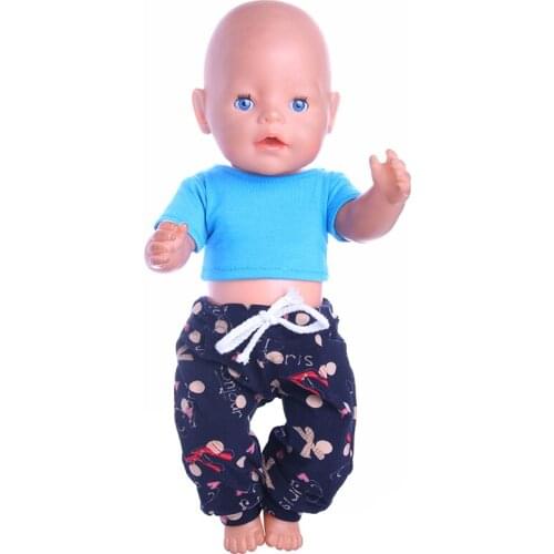 Doll Clothes Handmade 2 Pcs Shirt+Leggings Accessories Fit 18 Inch American Doll & 43 Cm Born Doll For Generation Toy