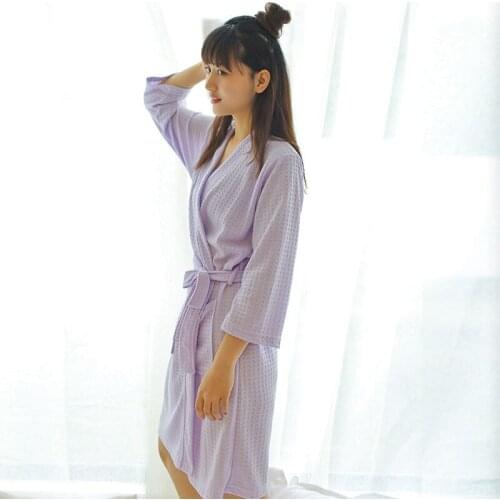Summer thin womens bathrobes for men and women hotel beauty salon special clothing pajamas