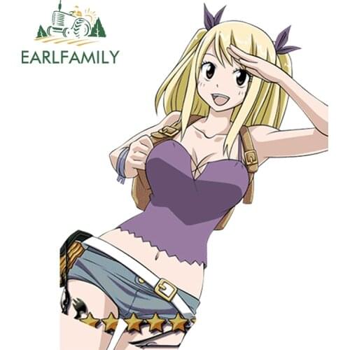 EARLFAMILY 13cm Hot Sexy Girl Decor Vinyl Car Sticker Fairy Tail Lucy Heartfilia Car Styling Waterproof Window Accessories