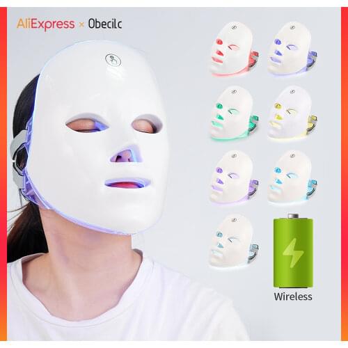 LED Facial Mask Wireless Mask Skin Rejuvenation Photon Therapy 7 Colors Mask Rechargeable Wrinkle Acne Removal Led Light Lamp