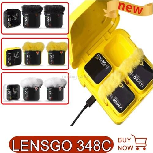 LENSGO 348C Mini Lavalier Microphone Wirelessmic 2.4g Mic Interview For Camera DSLR Smartphone Recording With Charging Case