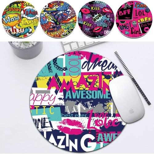 Fashion Mouse Pad PU Leather Desk Mat Graffiti Pattern Non-slip Mausepad Office Supplies Soft Mouse Mats for Laptop/PC/tablet