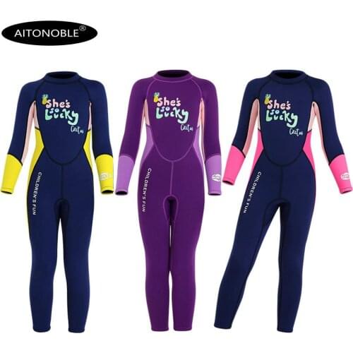Aitonoble 2.5mm Neoprene Girls Diving Suit Swimming Wetsuits Surfing Jumpsuit Dive Skin For Girls