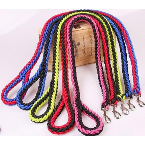1.2M Length Large Dog Hand-knitted Leash Nylon Rope iron Buckle Pet Traction Rope For Big breed dogs Pet Traction Rope Firm