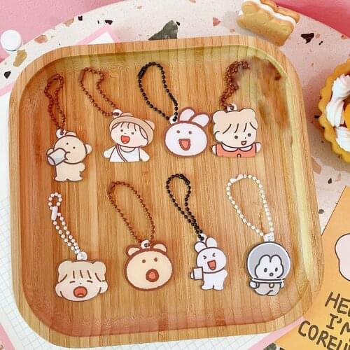 New Ins Cartoon Bear Tulips Key Chain AirPod Earphone Shell Pendant Cute Bag Notebook Creative Decorative Pendant Key Management
