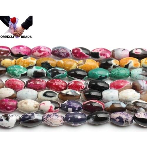 OMH Wholesale JD160 8*12mm Natural Jewelry DIY Making Bracelet Necklace Natural AAA Fire Agate Loose Spacer Barrel Shape Beads