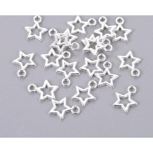 About 2000pcs Tibetan Style Alloy Star Charms Pendants for Jewelry Making Supplies DIY Bracelet Necklace Earrings Silver Color