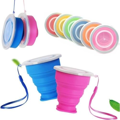 Outdoor Camping Hiking Portable Silicone Collapsible Folding Travel Cup Food-Grade Foldable Mug Water Bottle