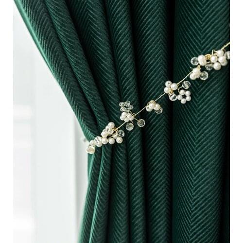 Simple and Modern Nordic Mink Velvet Laminated Shading Nordic Velvet Solid Color Curtains for Living Dining Room Bedroom