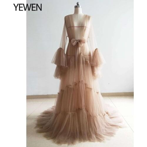 See Through Evening Dress Long Woman Maternity Dress for Photoshoot Dress Bridal Gown Plus Size YEWEN Custom Colors