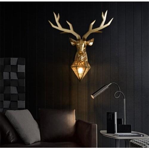 Luxury Retro Gold Deer Wall Lamp Antlers Sconce Wall Light Fixtures Living Room Bedroom Bedside Lamp Home Mirror Decor Lighting