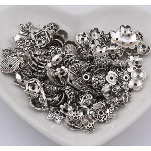 Mix Beads Caps,160pcs Tibetan Silver Jewelry findings Fit Beads