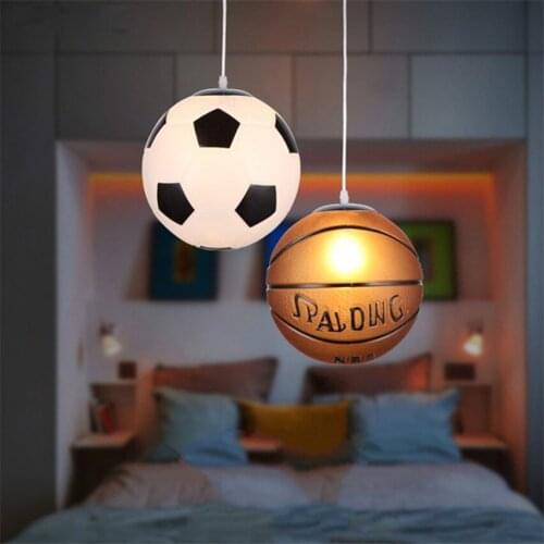 Modern Football Basketball Globe Glass Ball Pendant Lights Led Sport Hanging Lamps Childrens Room Bedroom Indoor Lighting Decor