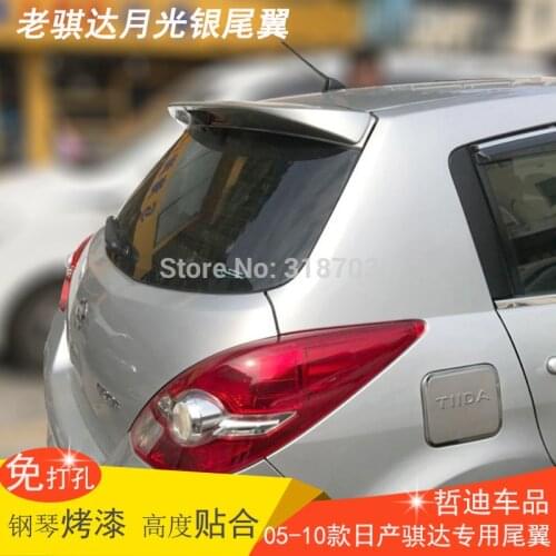 For Nissan Tiida Spoiler 2006-2010 ABS Plastic Rear Roof Spoiler Wing Trunk Lip Boot Cover Car Styling
