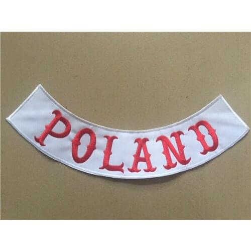 Cloth Patches POLAND Custom Bottom Rocker Embroidery Patches for Jacket 30X7CM
