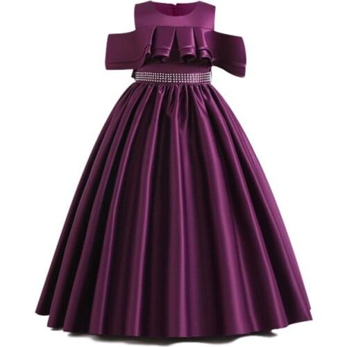 High-end Girls Wedding Party Flower Girl Dress Bridesmaid Clothes Princess Gowns Teen Girl White Tulle Evening Dresses 3-12Y
