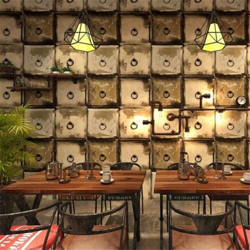 Wellyu обои Upscale Retro industrial wind metal iron lattice wallpaper bar cafe restaurant clothing store background wall paper
