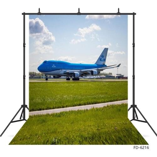 Airfield Airplane Grass Photography Background Vinyl Cloth Backdrop for Children Baby Shower Portrait Photocall Photo Studio