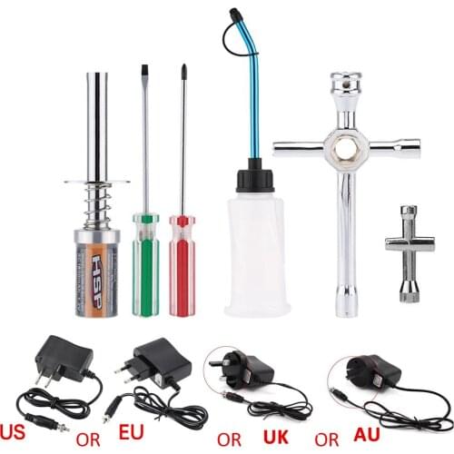1set 80142 Nitro Gas Starter Kit / Glow Plug Ignitor Tool 1.2V 3600mah Eu Au Us Uk Adaptor For RC Car