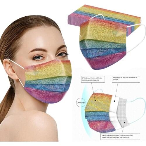 10/50pcs Fashion Disposable Face Masks For Women With Bling Design New 3ply Mouth Mask For Protection Halloween Cosplay Маска